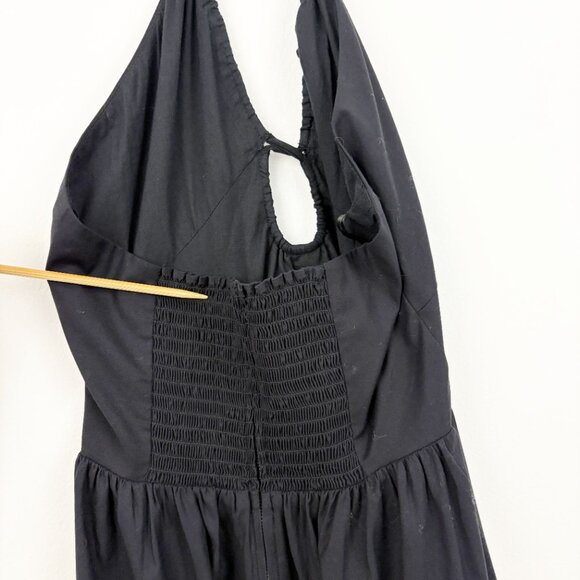 Reformation Black Stassie Dress Size 2 Halter Tie Neck Cutout Cotton Fit & Flare - Picture 4 of 7